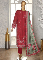 HZ Textiles Printed Linen Slub 3 Piece Unstitched Suit HZ25LSS LSD-307